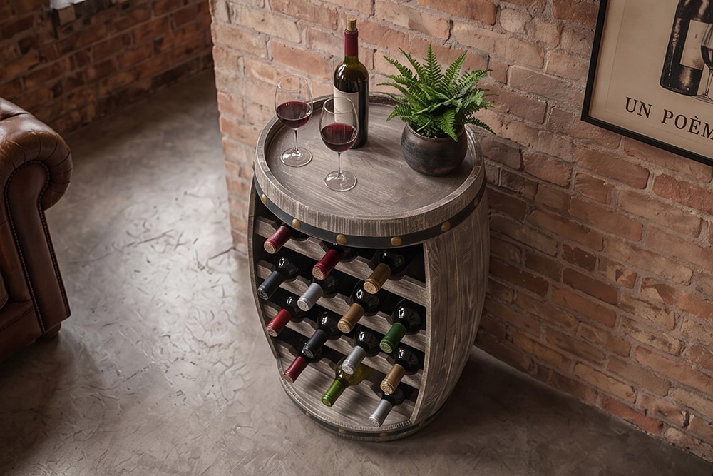 Authentisches Weinregal BODEGA 65cm natur Pinie Weinfass Shabby Chic