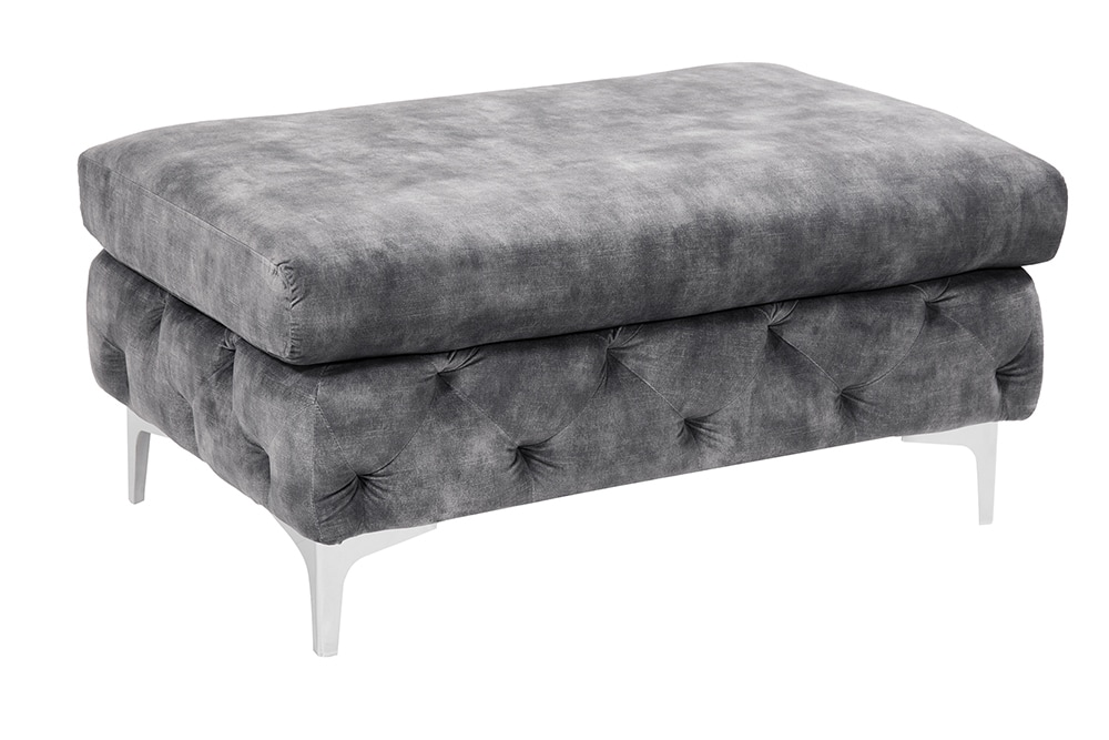 Chesterfield Hocker MODERN BAROCK 90cm dunkelgrau Samt Sitzhocker Fußhocker