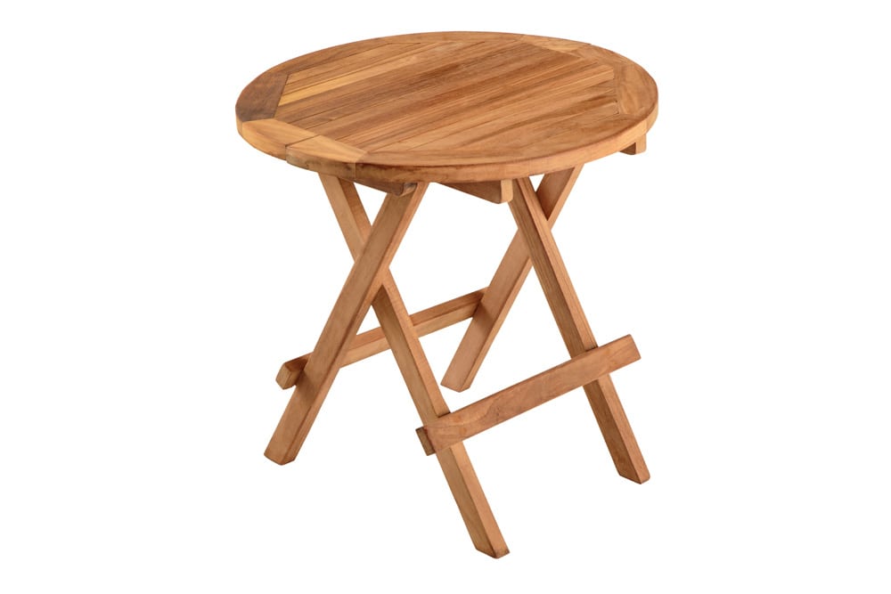 Massiver Gartenbeistelltisch EMPIRE TEAK 50cm natur Teakholz klappbar rund Outdoor