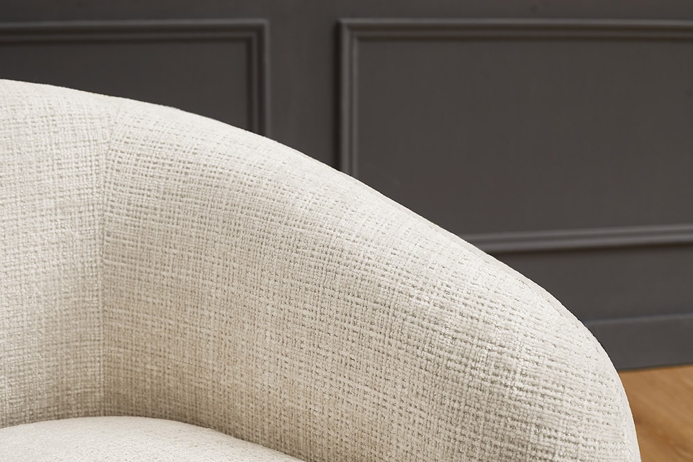 Design Sessel VOGUE 95cm beige Chenille mit Armlehnen und Nosagfederung