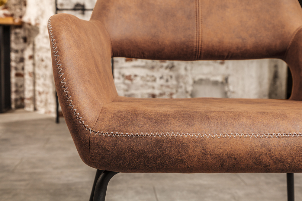 Design Stuhl MUSTANG antik braun Microfaser mit Armlehne
