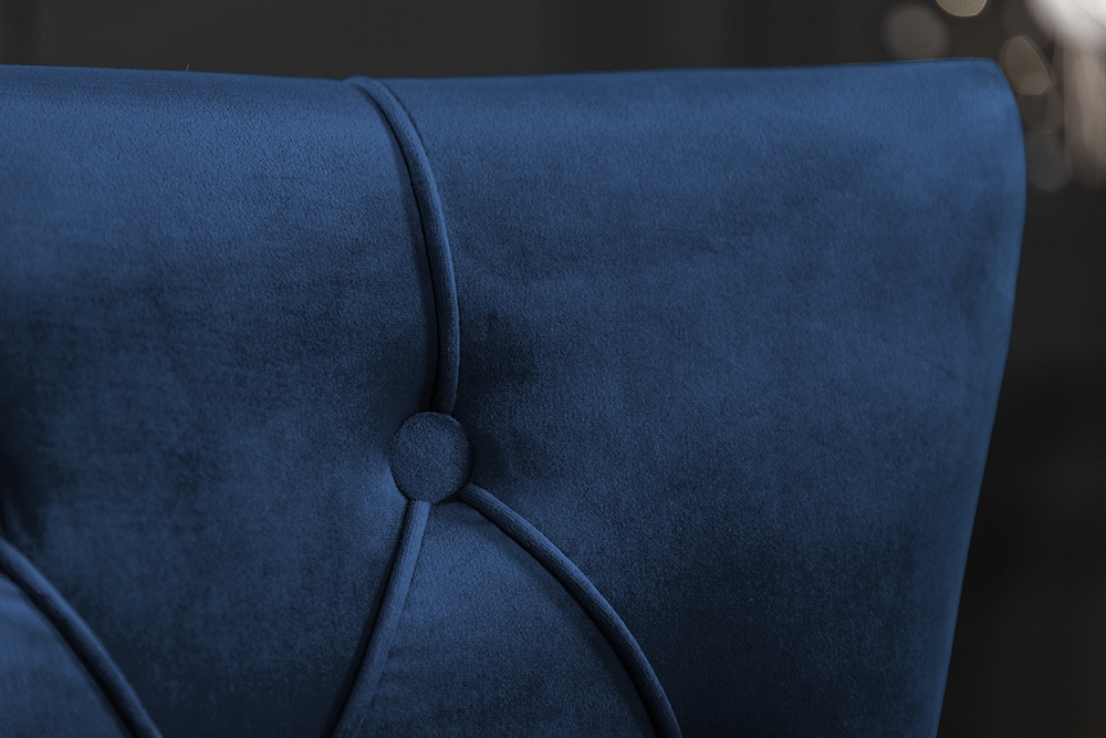 Barock Stuhl CASTLE DELUXE royalblau Samt Löwenkopf Chesterfield Design Esszimmerstuhl Nieten