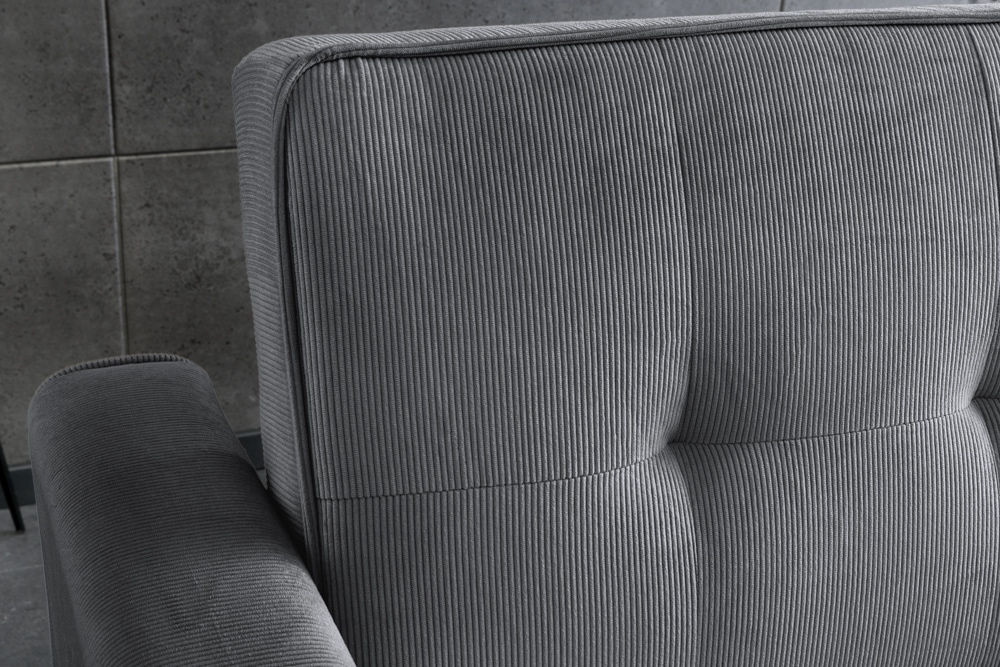 Ausziehbares Schlafsofa SMART 180cm grau Cord 2-Sitzer Couch mit Nosagfederung