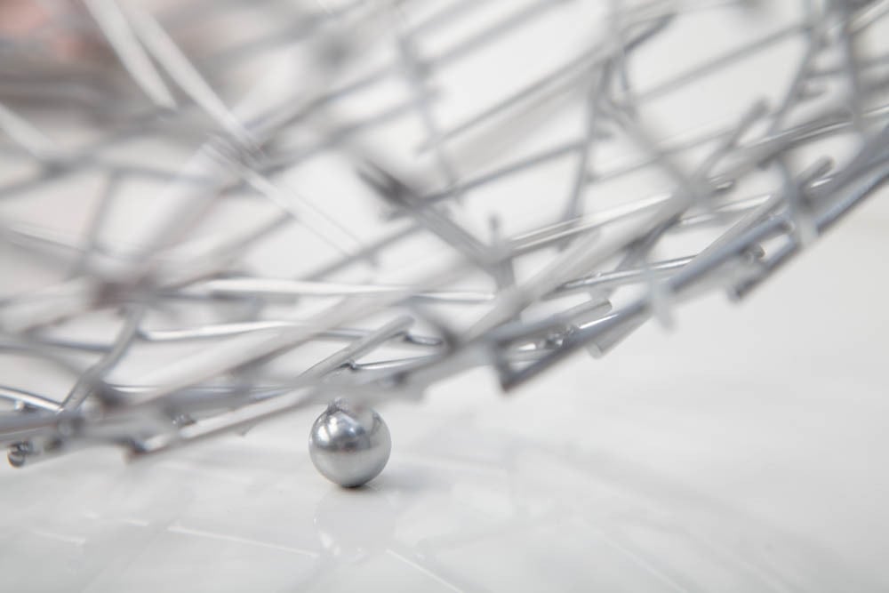 Design Schale STRUCTURE 45cm silber pulverbeschichtetes Metall