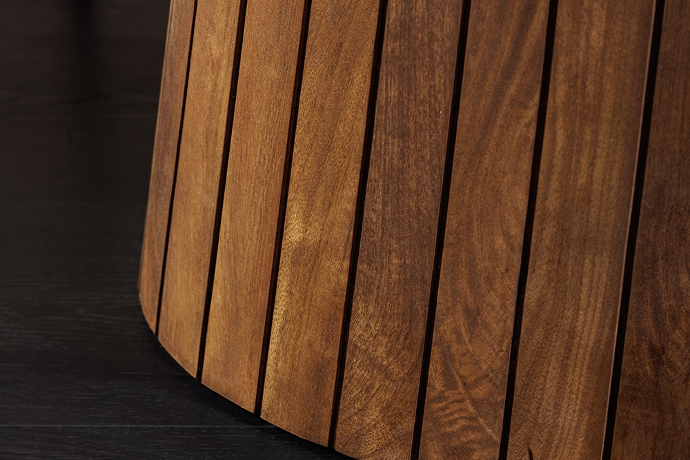 Ovaler Esstisch ART DECO 220cm braun smoked massives Mangoholz mit Säulenfuß