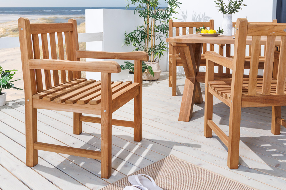 Massiver Gartenstuhl EMPIRE TEAK natur Teakholz Outdoor