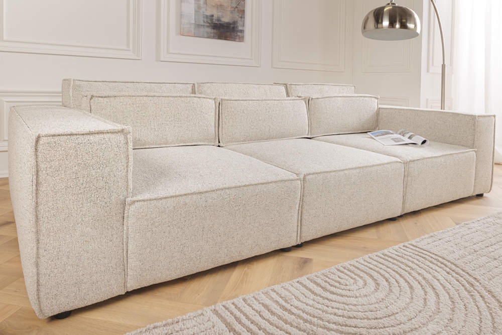 3-Sitzer Sofa BOSSA NOVA 260cm beige ocean Strukturstoff Couch inkl. Kissen