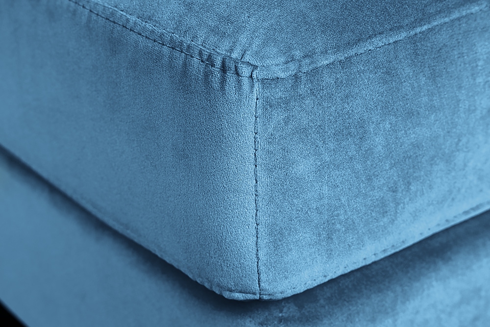 Design Hocker COZY VELVET 80cm petrol blau gold Samt Metallfüße