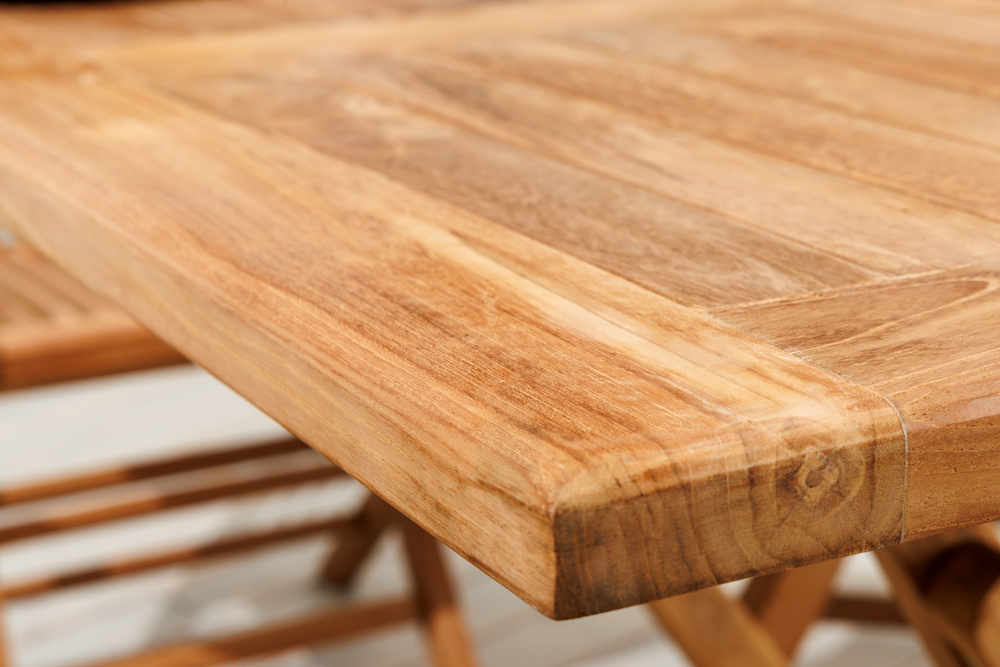 Massiver Esstisch EMPIRE TEAK 100cm natur Teakholz klappbar