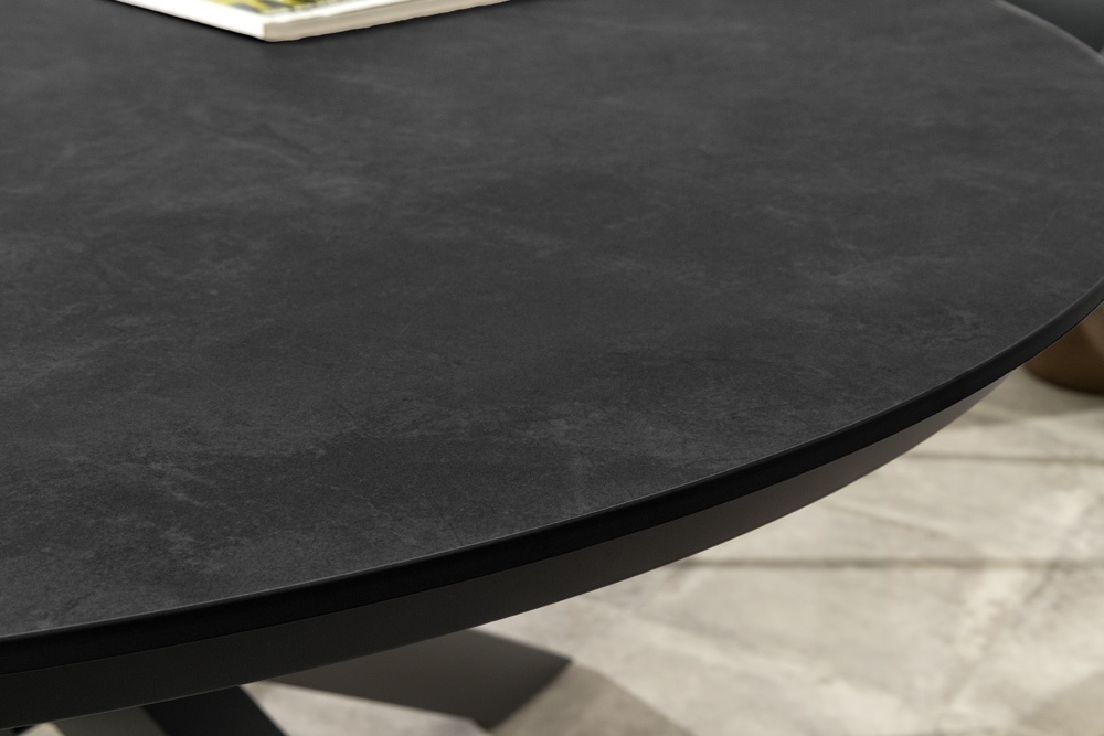 Runder In- und Outdoor Esstisch GALAXY 120cm anthrazit Keramik Aluminium Gartentisch