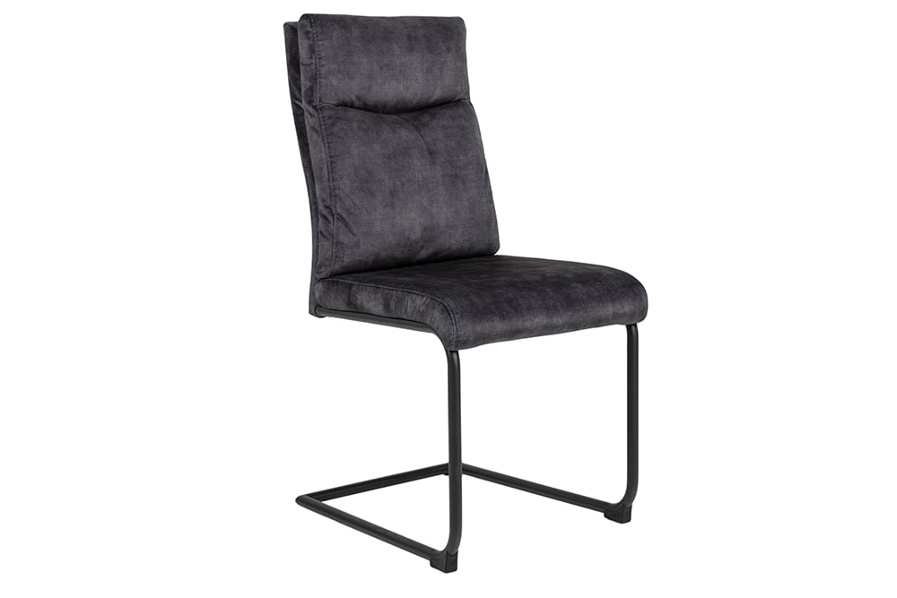 Moderner Freischwinger Stuhl COMFORT grau Samt mit Komfortgriff
