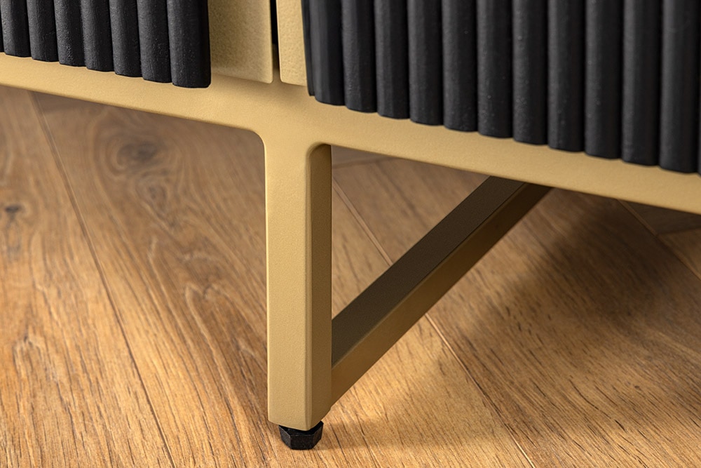 Massives Sideboard GATSBY 160cm schwarz gold Mangoholz Retro handmade