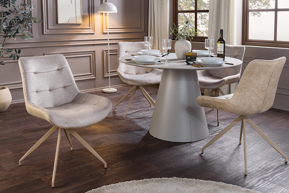 Design Stuhl DIVANI champagner beige Samt Metallgestell » Jetzt kaufen