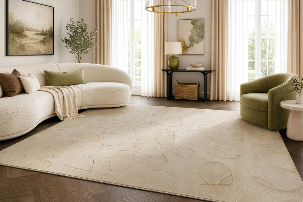 3D Hochflor Teppich LUNA 300x230cm taupe Hoch-Tief-Effekt Indoor-Teppich