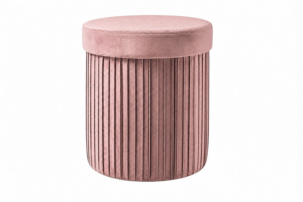 Runder Hocker ÉLAN 40cm rosa Samt faltbar mit Stauraum
