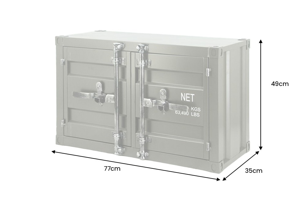 Container-Schrank GLOBETROTTER 80cm anthrazit Metall Couchtisch mit Flügeltüren Kommode