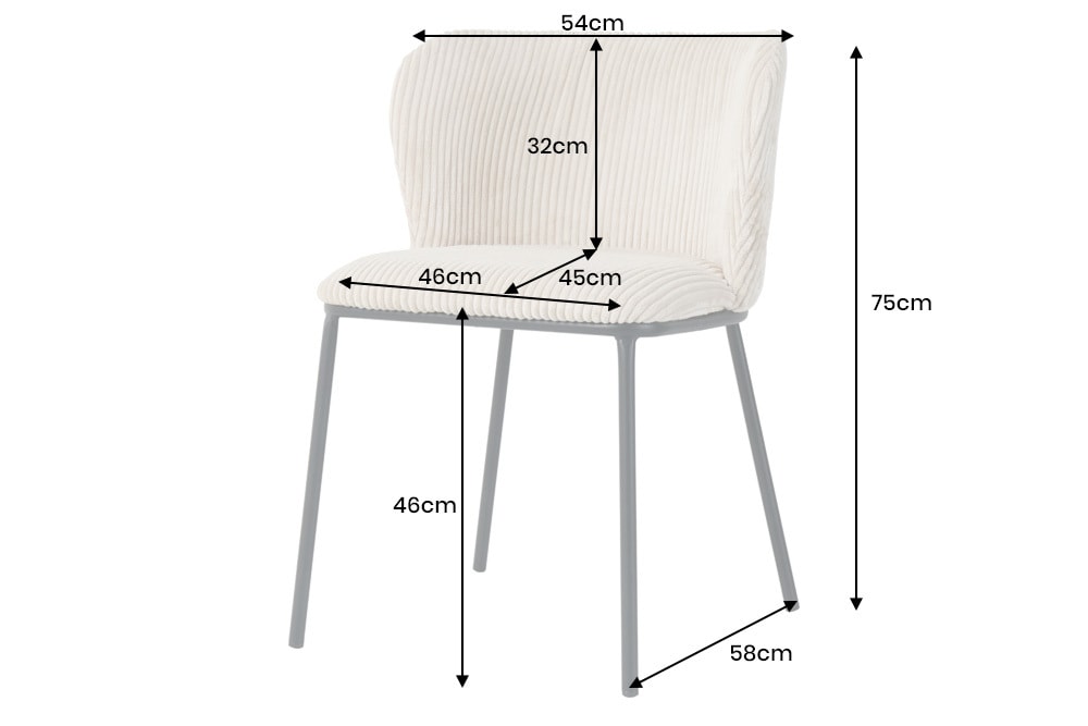 Design Stuhl LYON beige Cord schwarze Metallbeine