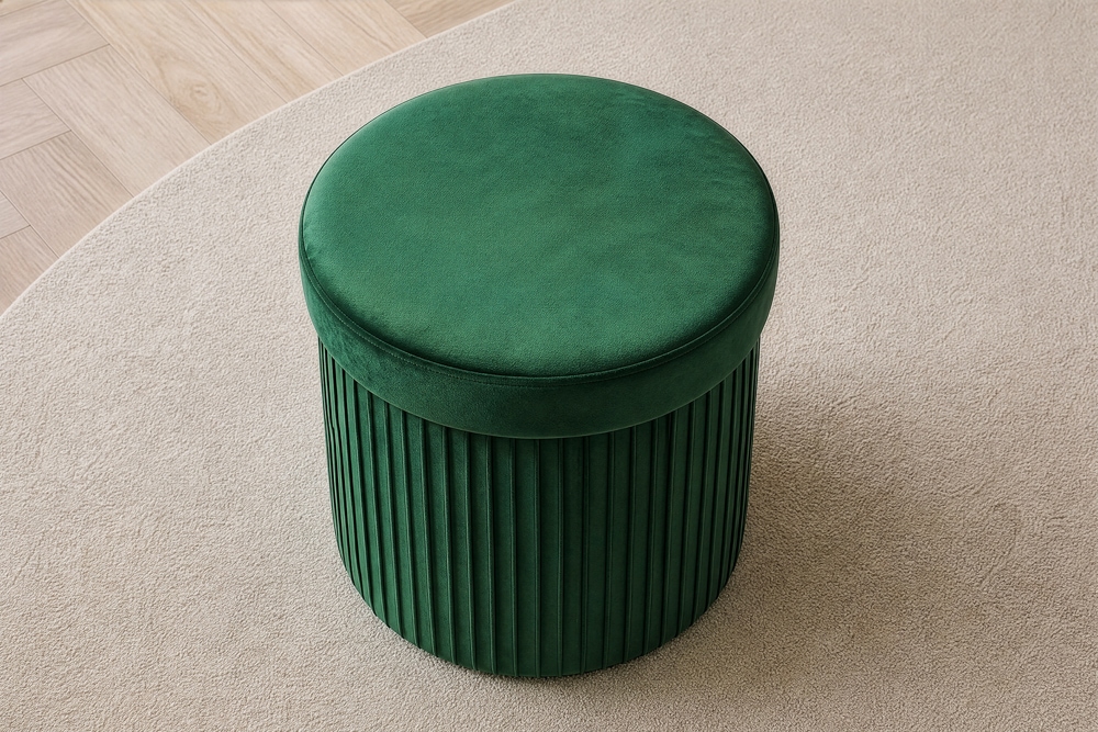 Runder Hocker ÉLAN 40cm grün Samt faltbar mit Stauraum