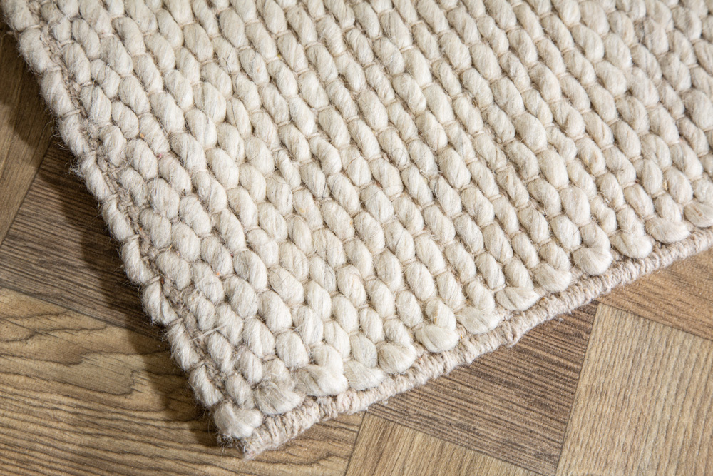 Design Teppich WOOL XXL 350x240cm hellbeige aus Wolle