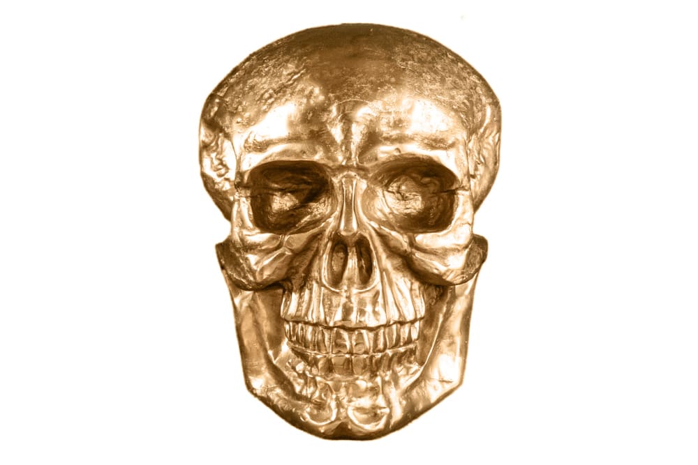 Exklusive Wandskulptur SKULL XXL 40cm gold Deko Totenkopf