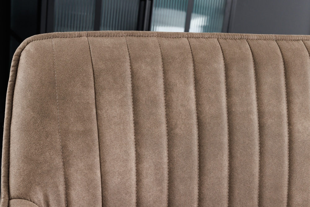 Design Sitzbank TURIN 160cm taupe schwarz Metallbeine mit Armlehne