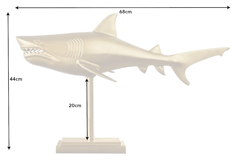 Maritime Skulptur HAI 68cm gold handmade Metall Design Haifisch