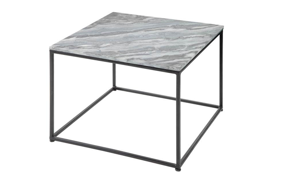 Eleganter Couchtisch ELEMENTS 50cm grau mit polierter Marmor-Platte