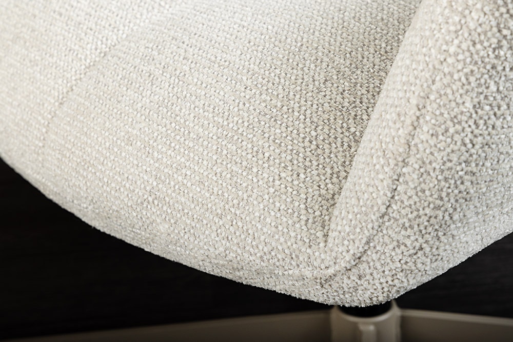 Drehbarer Design Sessel PAPILLON beige Bouclé Tweed soft 360° Metall höhenverstellbar