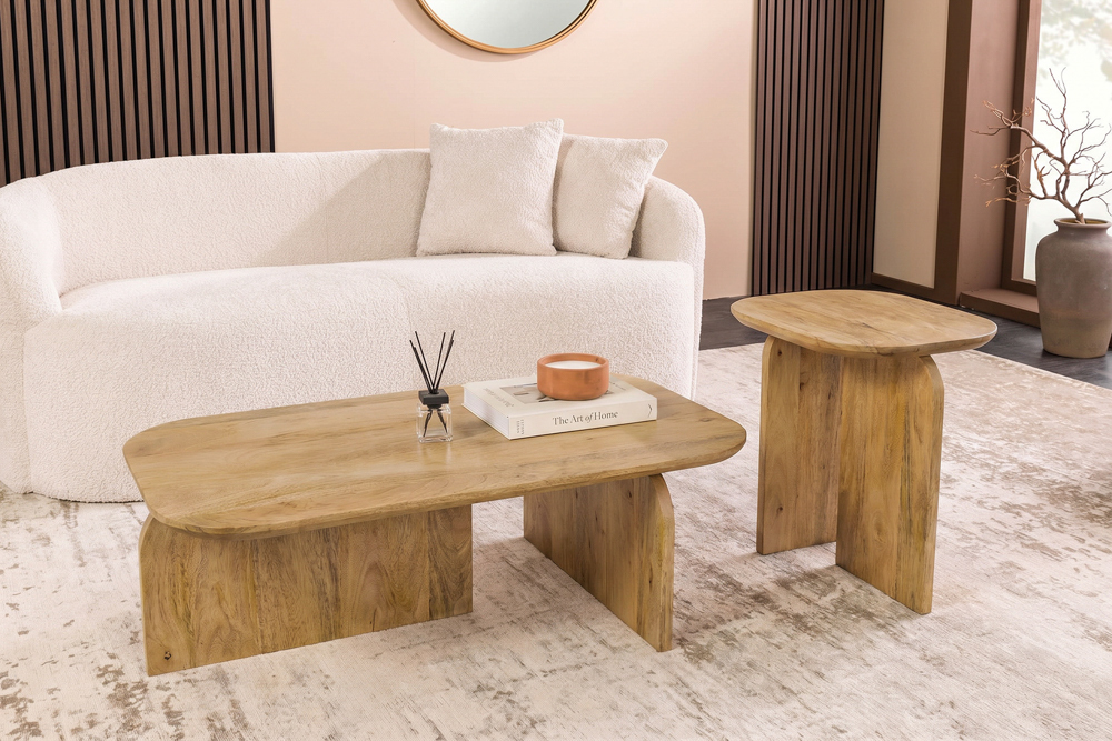 2er Set Couchtische GATSBY 100cm braun Mangoholz organische Form Beistelltisch » Jetzt kaufen