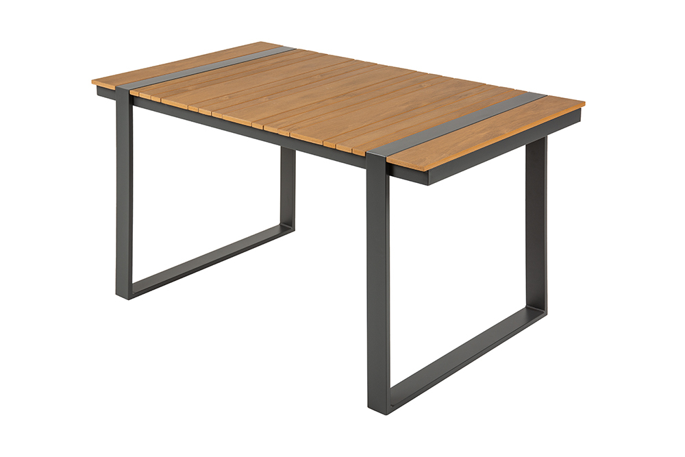 Wetterfester Gartentisch TAMPA LOUNGE 125cm grau natur Aluminium Metall Holz-Design Outdoor