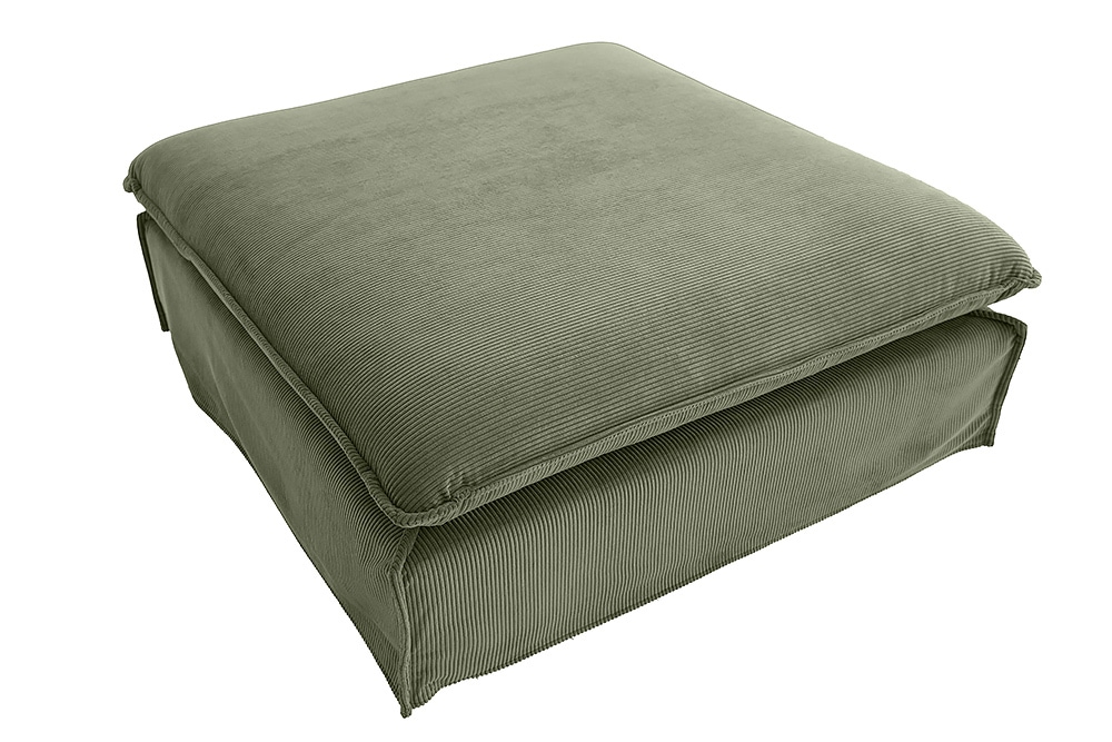Großer Sitzhocker HEAVEN 100cm grün Cord Sofahocker abnehmbarer Bezug