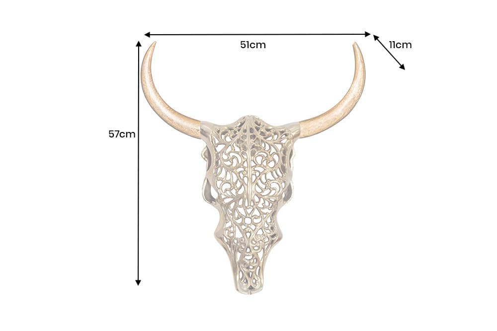 Extravagante Wanddekoration EXOTIC BULL 60cm gold Mangoholz Stierkopf