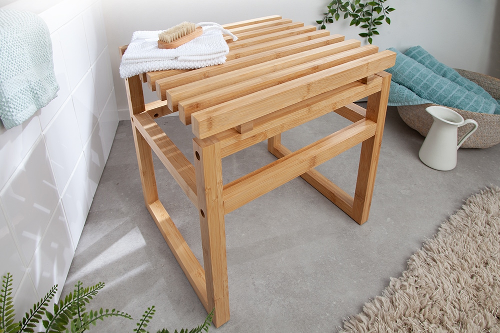 Design Sitzhocker LAGOON SPA 40cm Bambusholz Badhocker