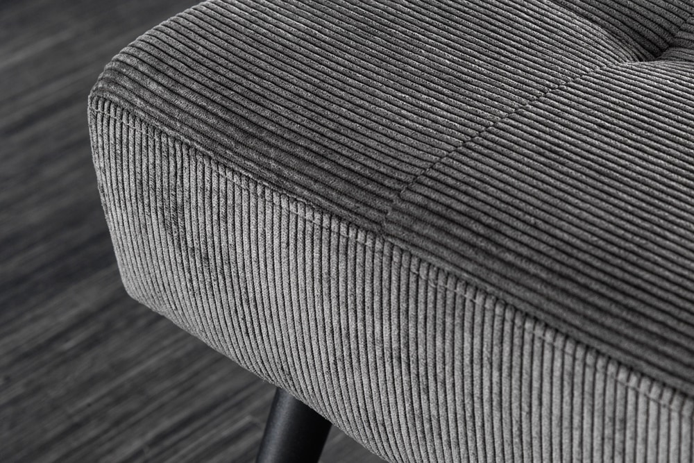 Design Sitzbank BOUTIQUE 100cm dunkelgrau Cord schwarze Metallbeine