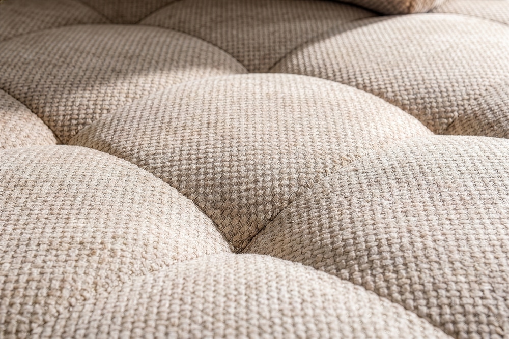 Ecksofa KENT 220cm champagner beige Chenille inkl. Hocker Federkern Wohnlandschaft