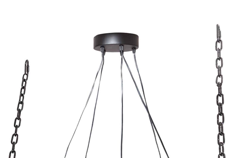 Industrial Hängelampe BARRACUDA 152cm recyceltes Massivholz mit 5 Leuchten