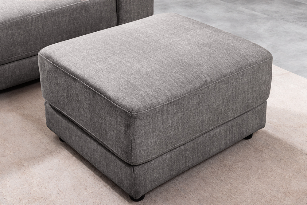Moderner Hocker LOFT 75cm grau Vogue Velours Samt Nosagfederung Taschenfederkern