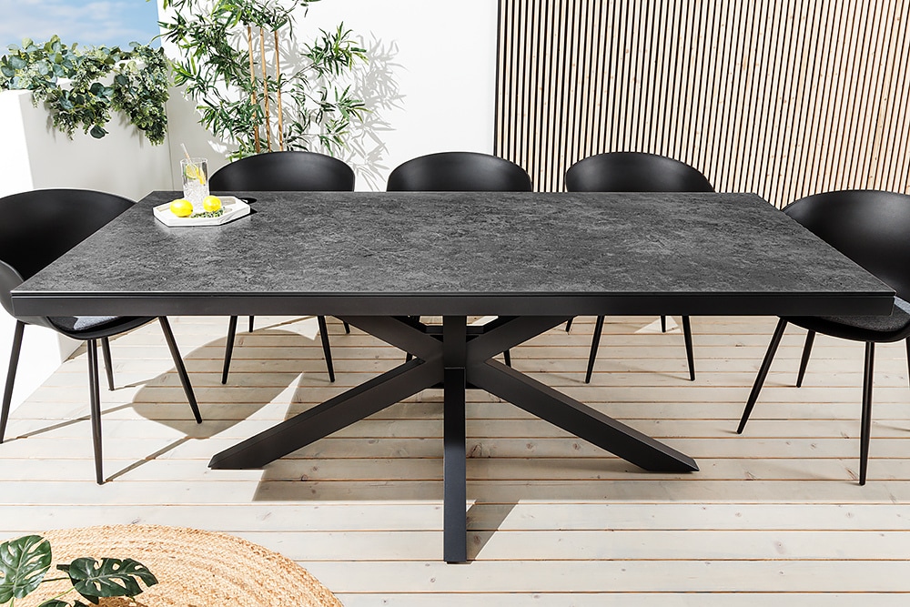 In- und Outdoor Esstisch GALAXIE 200cm anthrazit Keramik Aluminium wetterfest