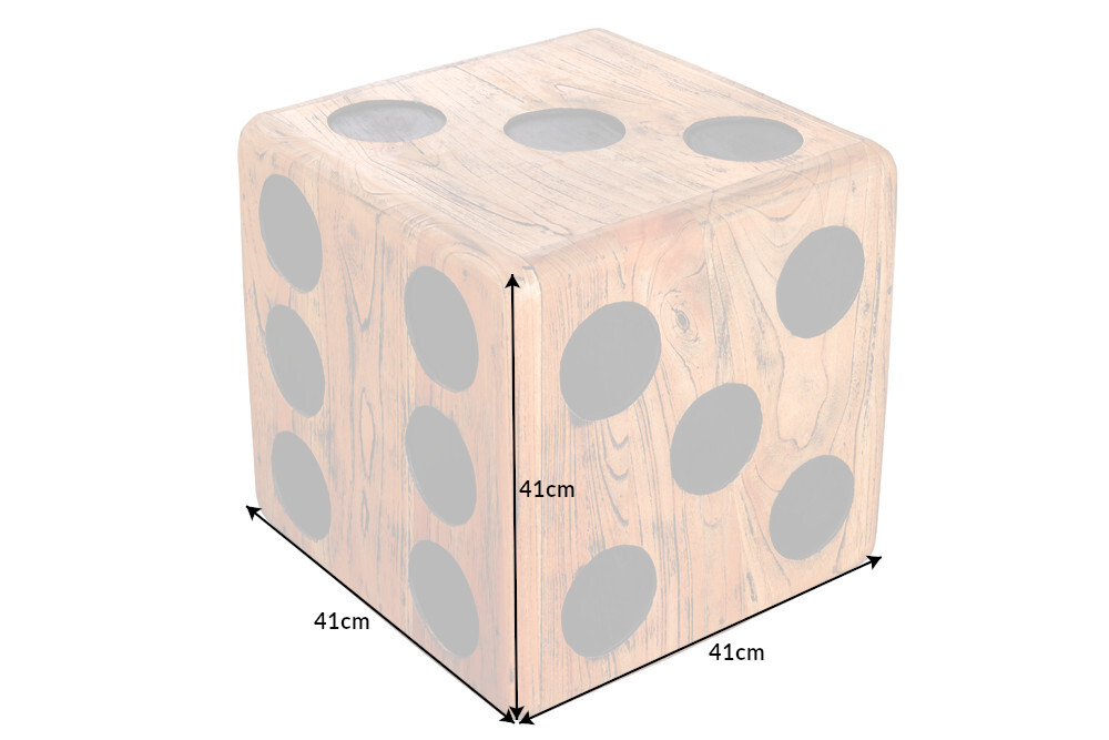 Massiver Würfelhocker CUBE 40cm natur Mindiholz Beistelltisch stapelbar