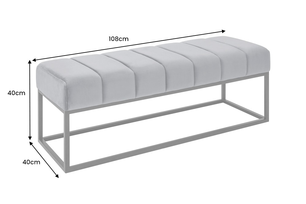 Moderne Sitzbank PETIT BEAUTÉ 110cm salbei mint Samt schwarzes Gestell