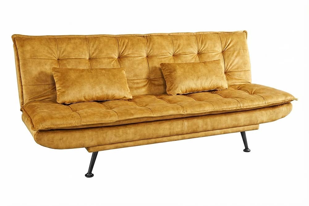 Schlafsofa JAZZ 190cm senfgelb Samt 3-Sitzer Couch