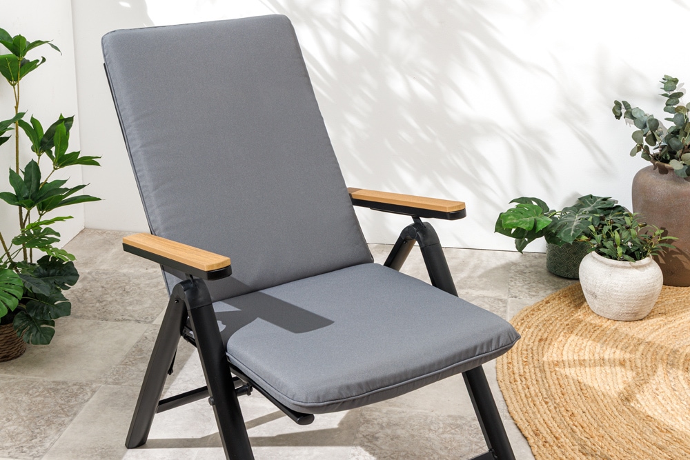 Outdoor Sitzkissen COMFORT LINE 50x122cm anthrazit für Hochlehner-Stuhl Polsterauflage