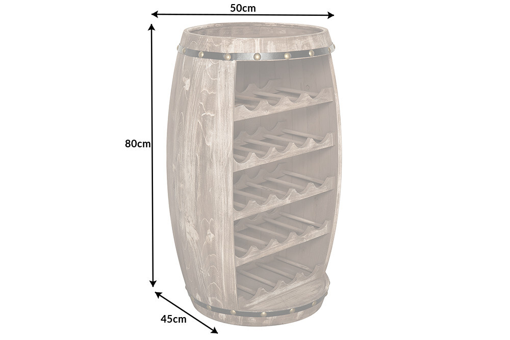 Authentisches Weinregal BODEGA 80cm natur Pinie Weinfass Shabby Chic