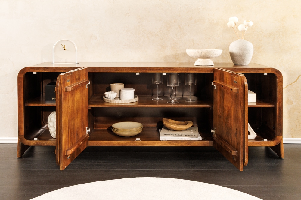 Massives Sideboard BRASIL 175cm braun Mangoholz sechs Fächer