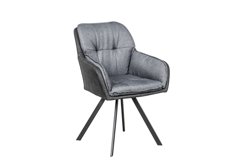 Drehbarer Design Stuhl MR. LOUNGER anthrazit grau Microfaser Flachgewebe mit Armlehne