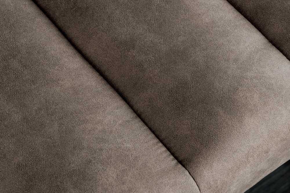 Design Sitzbank PETIT BEAUTÉ 110cm vintage taupe Microfaser schwarzes Metallgestell