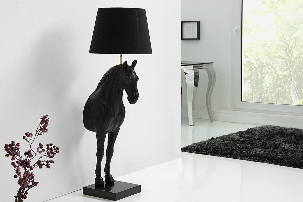 Extravagante Stehlampe BLACK BEAUTY 130cm Pferdefigur schwarz