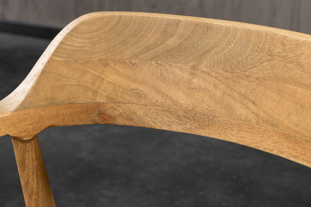 Design Stuhl KENNEDY creme beige massives Mangoholz mit Polstersitz Strukturstoff