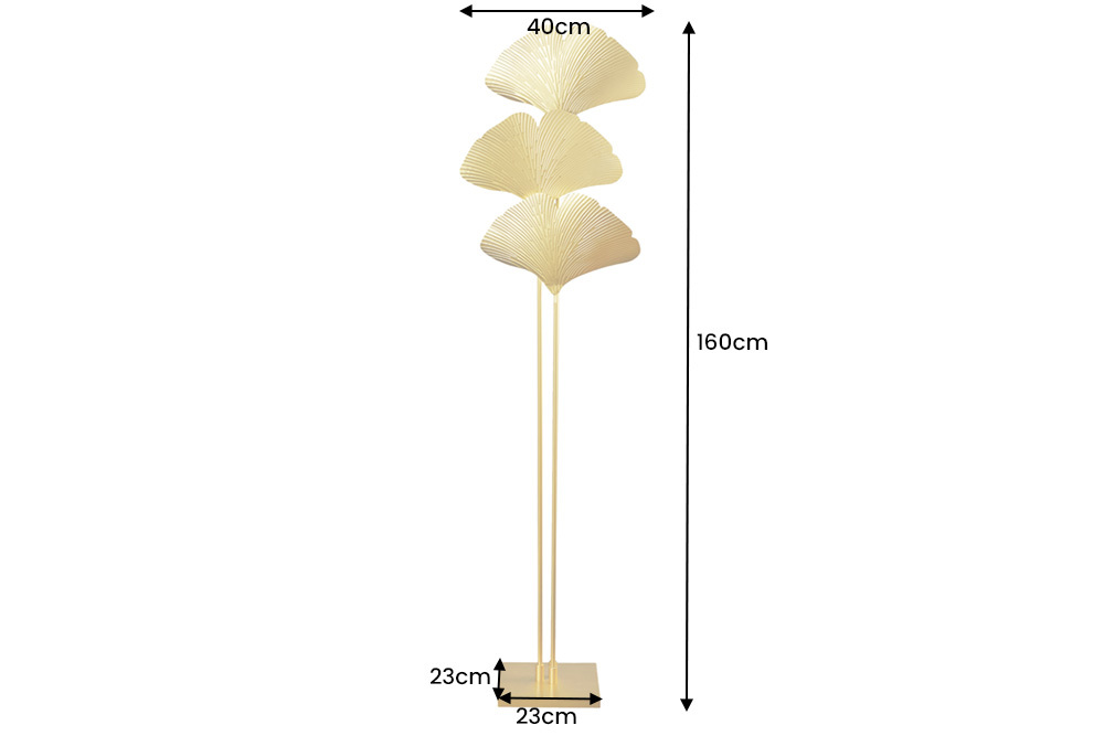 Design Stehlampe GINKGO 160cm gold Metall