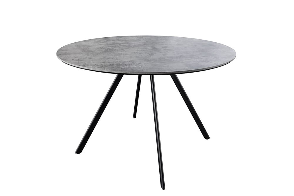 Runder Esstisch ATELIER 100cm grau Beton-Design schwarz Metall